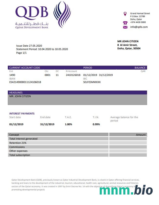 Qatar Development Bank szablon w formacie excel pdf